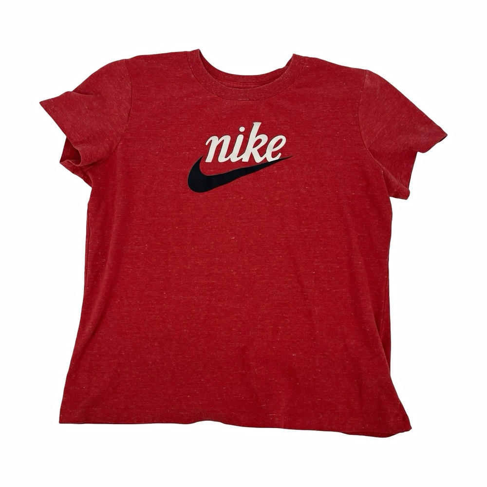 Nike The Nike Tee Men's L Red Graphic Logo T-Shirt Cotton/Poly Knit Crew Neck